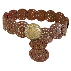 Womens-western-chunky-cowgirl-belts Wide Disc Belt Punk Retro Boho Waist Metal😼